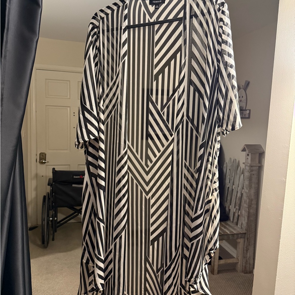 Black and White Striped Cardigan